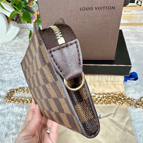 Louis Vuitton Damier Ebene Marais Bucket Bag PM Pouch Crossbody Bag RARE! - Picture 4 of 13
